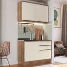 Cozinha Modulada 2 Peças 3 Portas 3 Gavetas 100% MDF Louro Freijó e Argila Viena