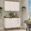Cozinha Modulada 2 Peças com Balcão e Armário Aéreo e Tampo Provençal Branco/Ébano