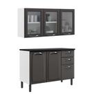 Cozinha Modulada 2 Peças Itatiaia Balcão 3 Portas e Armário Aéreo 3 Portas em Vidro Aço New Premium Grafite Cozinha Modulada 2 Peças Itatiaia Balcão 3 Portas e Armário Aéreo 3 Portas em Vidro Aço New Premium Grafite