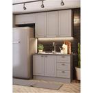 Cozinha Modulada 200cm Americana 3 peças 6 Portas 3 Gavetas Henn - Cinza