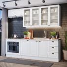 Cozinha Modulada 240cm para Forno de Embutir Americana 6 peças 8 Portas 3 Gavetas Henn - Branco HP Fosco