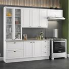 Cozinha Modulada 271,5cm 4 peças 8 Portas 5 Gavetas Americana Henn - Branco/Calcare