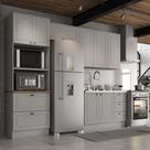 Cozinha Modulada 271,5cm com Torre Quente p/ 2 Fornos 8 Portas 5 Gavetas Americana Henn - Cinza