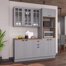 Cozinha Modulada 3 Peças 1 Torre Quente 1 Balcão com Tampo 1 Aéreo 100% MDF com Vidro Rodapé Bari Cinza/Titanio Fosco Cozinha Modulada 3 Peças 1 Torre Quente 1 Balcão com Tampo 1 Aéreo 100% MDF com Vidro Rodapé Bari Cinza/Titanio Fosco
