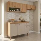 Cozinha Modulada 3 Peças com 2 Armários Aéreos e Balcão com Tampo Marti Yescasa Mel/Fendi
