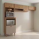 Cozinha Modulada 3 Peças com Paneleiro Torre Quente e 2 Armários Aéreos Marti Yescasa Mel/Fendi