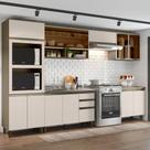 Cozinha Modulada 351,5cm Completa 6 Peças com 12 Portas 2 Gavetas Connect Henn - Duna/Cristal