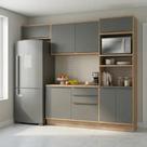Cozinha Modulada 4 Peças 1 Balcão 2 Armários Aéreos e 1 Torre Quente 100% MDF Cinza Viena