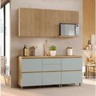 Cozinha Modulada 4 peças 190 cm 5 portas e 4 gavetas Rainha Nesher - Nature/Verde Cozinha Modulada 4 peças 190 cm 5 portas e 4 gavetas Rainha Nesher - Nature/Verde