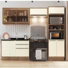 Cozinha Modulada 4 Peças 7 Portas 3 Gavetas com Divisor de Talheres 1 Nicho para Forno Viena Bege