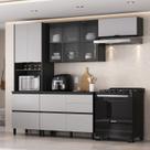 Cozinha Modulada 4 Peças 8 Portas 5 Gavetas Mdf Dodradiça Slow Motion Lúmina Itatiaia Grafite/fendi