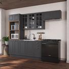 Cozinha Modulada 4 Peças Bari em MDF com Vidro e Rodapé Chumbo