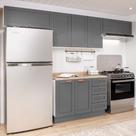 Cozinha Modulada 4 Peças com 3 Aéreos e Balcão 120cm Arizona CabeCasa MadeiraOriginals Cinza