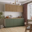 Cozinha Modulada 4 Peças com Tampo 2 Aéreos e 2 Balcões Ipanema CabeCasa MadeiraOriginals Acácia/Verde Folha/Branco Cozinha Modulada 4 Peças com Tampo 2 Aéreos e 2 Balcões Ipanema CabeCasa MadeiraOriginals Acácia/Verde Folha/Branco