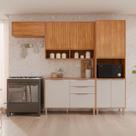 Cozinha Modulada 4 Peças com Torre Quente para Forno ou Microondas Marrom/Cinamomo/Off White