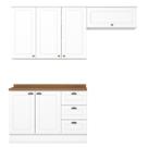 Cozinha Modulada 4P Balcao Tampo 200cm Americana Branco Nature Henn
