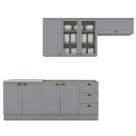 Cozinha Modulada 5 Pecas 280 cm CE379 Americana Cinza Calcare Henn