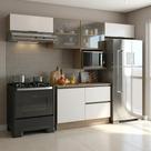 Cozinha Modulada 5 Peças 5 Portas 3 Gavetas com Nicho para Micro-ondas e Balcão para Pia Etna Carvalho Off White