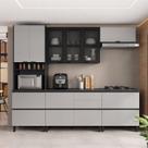 Cozinha Modulada 5 Peças 9 Portas 6 Gavetas Mdf Dodradiça Slow Motion Lúmina Itatiaia Grafite/fendi