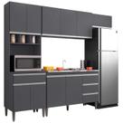 Cozinha Modulada 5 Peças Balcão com Pia 120cm Andréia Cinza- Ajl Móveis