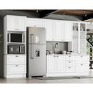 Cozinha Modulada 5 Peças com Cristaleira e Torre Quente 10 Portas 7 Gavetas Americana Henn - Branco HP Fosco