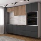 Cozinha Modulada 5 Peças sem Tampo sem Rodapé Ipanema CabeCasa MadeiraOriginals Marrom/Grafite Trama/Acácia