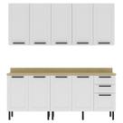 Cozinha Modulada 6 Pecas 200 cm MDF Branco Carvalho Tecno Mobili