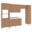 Cozinha Modulada 6 Pecas 320 cm MDP Freijo Marmore Branco Tecno Mobili