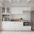 Cozinha Modulada 6 Peças com Tampo com Cristaleira Marselha CabeCasa MadeiraOriginals Branco