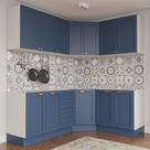 Cozinha Modulada 6 Peças sem Tampo 3 Aéreos e 3 Balcões Arizona CabeCasa MadeiraOriginals Azul/Branco