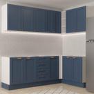 Cozinha Modulada 6 Peças sem Tampo 3 Armários Aéreos e Nichos, 3 Balcões CabeCasa MadeiraOriginals Azul/Branco
