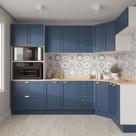 Cozinha Modulada 7 Peças 1 Tampo 3 Aéreos 3 Balcões e Torre Quente Arizona CabeCasa MadeiraOriginals Azul/Branco