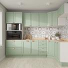 Cozinha Modulada 7 Peças 1 Tampo 3 Aéreos 3 Balcões e Torre Quente Arizona CabeCasa MadeiraOriginals Verde/Branco/Menta