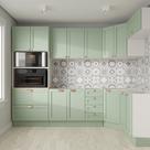 Cozinha Modulada 7 Peças 3 Aéreos 3 Balcões e Torre Quente Arizona CabeCasa MadeiraOriginals Verde/Branco/Menta