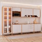 Cozinha Modulada 7 Peças com 1 Cristaleira 3 Balcões e 3 Armários Aéreos Celeste Cinamomo/Off White Cozinha Modulada 7 Peças com 1 Cristaleira 3 Balcões e 3 Armários Aéreos Celeste Cinamomo/Off White