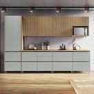 Cozinha Modulada 7 Peças Com 3 Armários Aéreos Ripado 3 Balcões 1 Paneleiro 100% Mdf Rainha