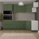 Cozinha Modulada 7 Peças sem Tampo com Rodapé Ipanema CabeCasa MadeiraOriginals Verde/Folha