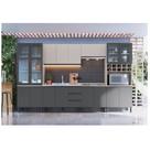 Cozinha Modulada 7 Peças Tampo Aéreo 3 Portas Balcão Paneleiro Cambará