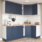 Cozinha Modulada 8 Peças 3 Aéreos 3 Balcões Adega e Toalheiro Arizona CabeCasa MadeiraOriginals Azul/Branco
