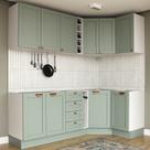 Cozinha Modulada 8 Peças sem Tampo Arizona CabeCasa MadeiraOriginals Verde/Menta/Branco