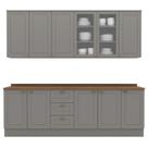 Cozinha Modulada 9 Pecas 240cm CE856 Americana Cinza Nature Henn Cozinha Modulada 9 Pecas 240cm CE856 Americana Cinza Nature Henn