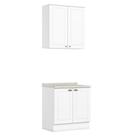 Cozinha Modulada Americana 2 Peças Aéreo e Balcão 80cm com Tampo MDP - Móveis Henn