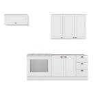 Cozinha Modulada Apê 280cm para Forno de embutir com Tampo Americana Henn - Branco/Calcare