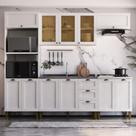 Cozinha Modulada Aurora 260cm Aéreo Portas Vidro Provençal