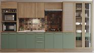 Cozinha Modulada Botanic Completa 7 Peças Nogueira Verde Oliva