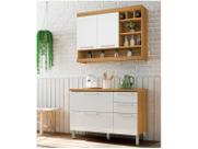 Cozinha Modulada Burguesa MDF Com Balcão Marrom Freijó Branco Cozinha Modulada Burguesa MDF Com Balcão Marrom Freijó Branco