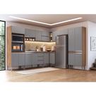 Cozinha Modulada Canto 9 Peças Athena Freijó Cinza Megasul