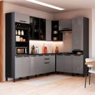 Cozinha Modulada Canto Torre Quente 8 Peças Diamante Cinza/Chumbo/Titânio