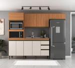 Cozinha Modulada Cecília 4 Pecas com Balcão Aéreo e Aéreo Geladeira Freijó/off White J Carvalho
