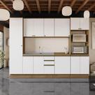 Cozinha Modulada Celeste Kappesberg 100% MDF Nogueira/Branco 300cm Cozinha Modulada Celeste Kappesberg 100% MDF Nogueira/Branco 300cm